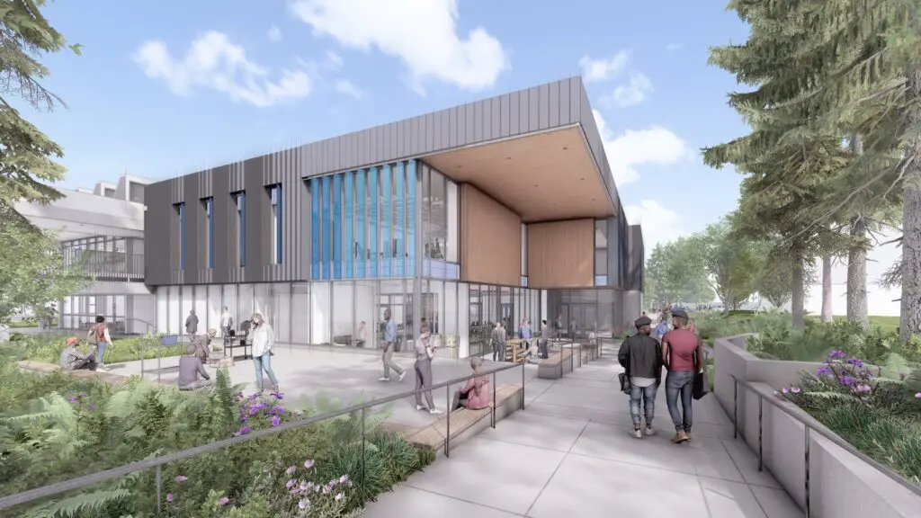 Artist rendering of north east promenade view of W Building