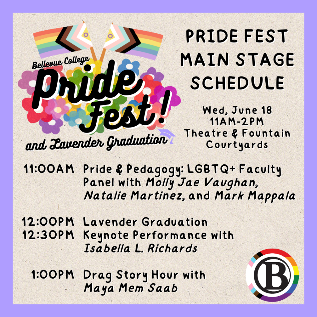 Schedule for the main stage of Pride Fest
