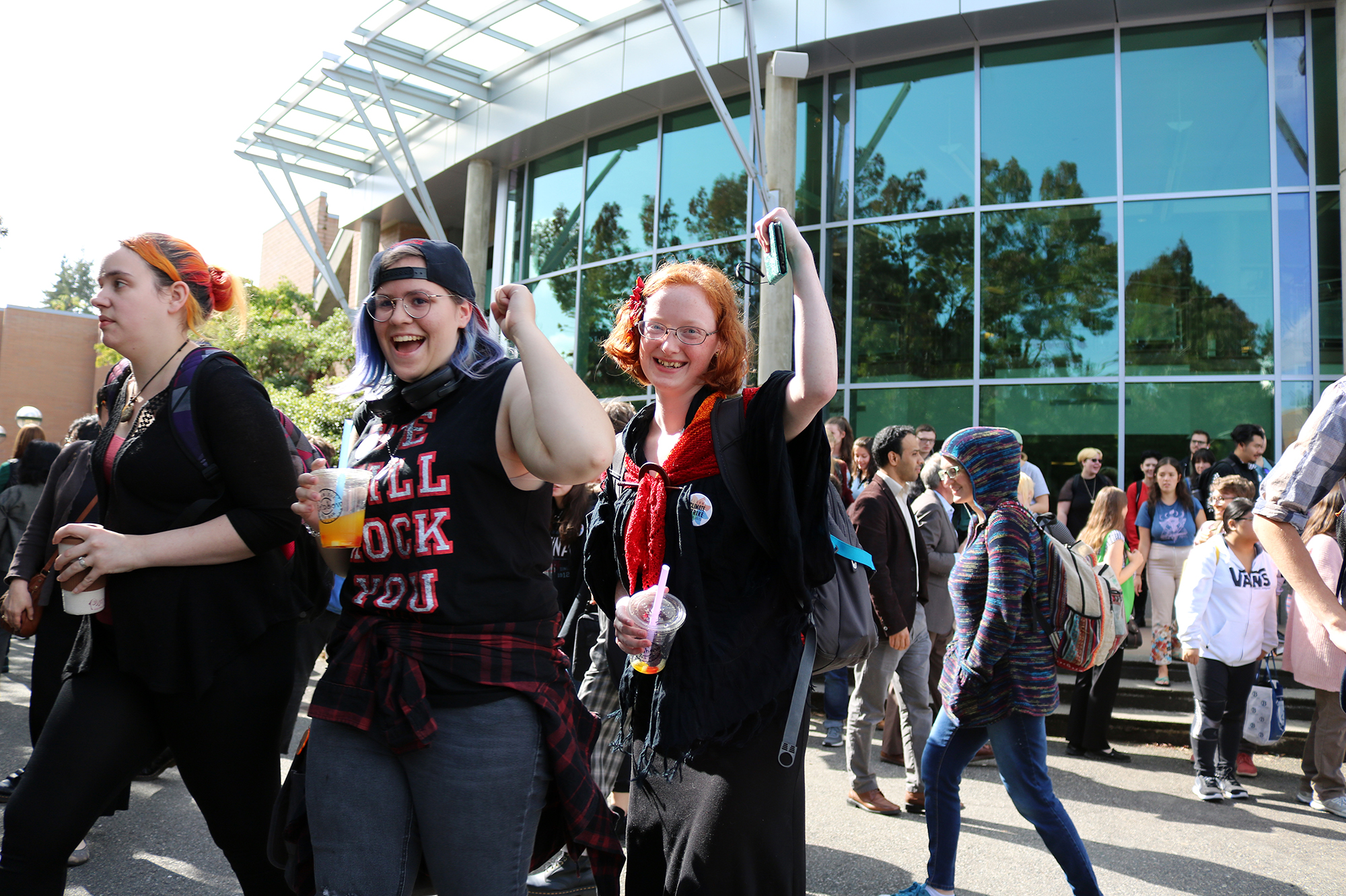 Students participating in the walkout