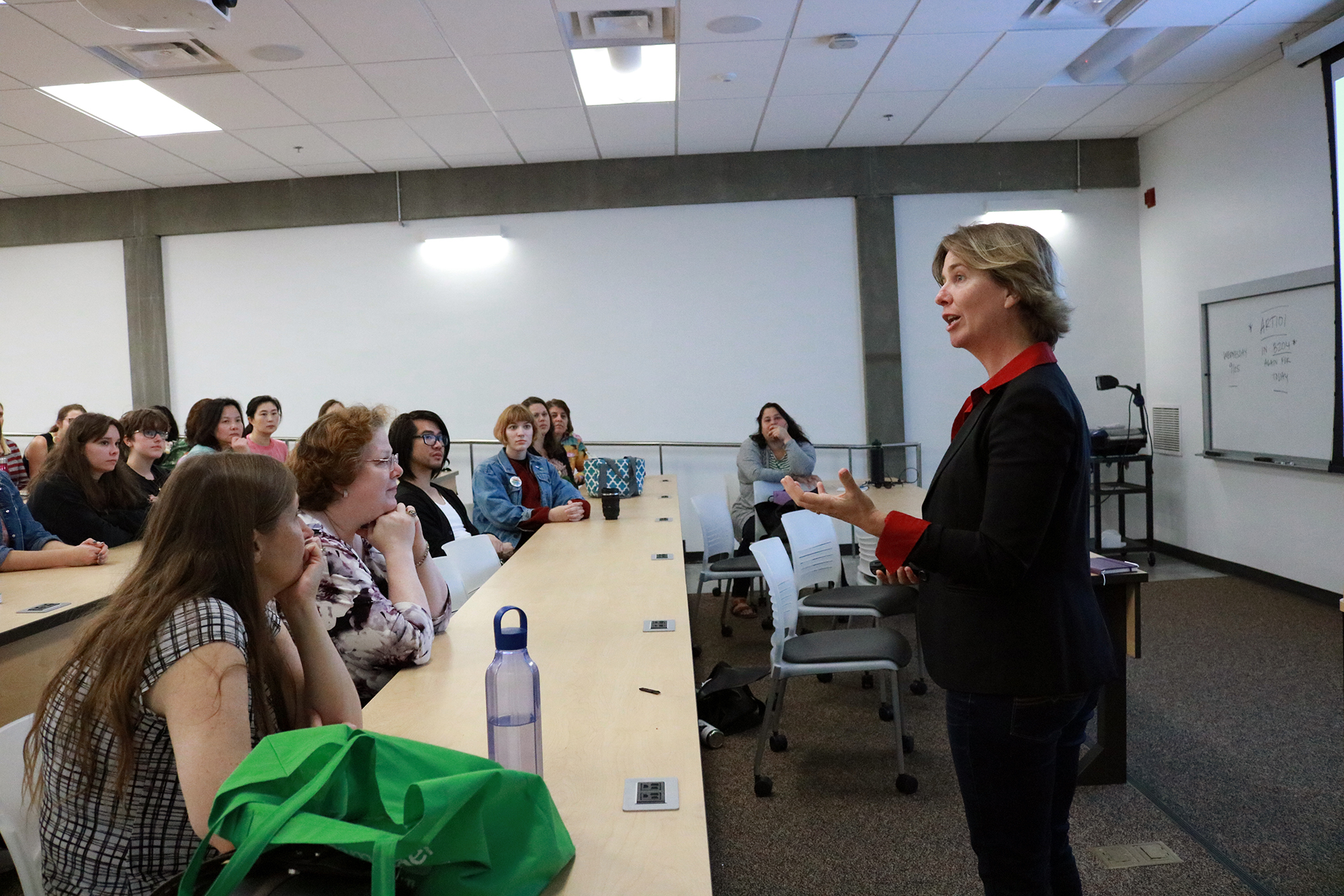 Leith Sharp presenting to students