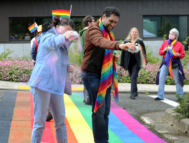 BC's community inaugurates its rainbow crosswalk.