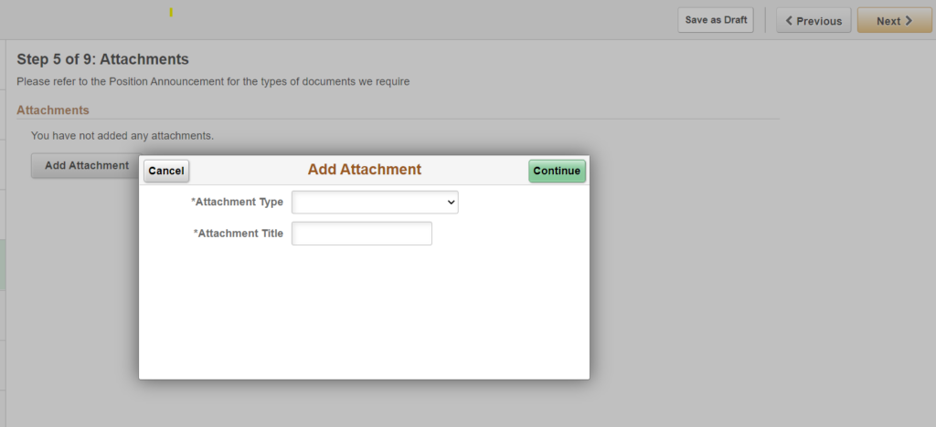 "Add Attachment" dialog screen