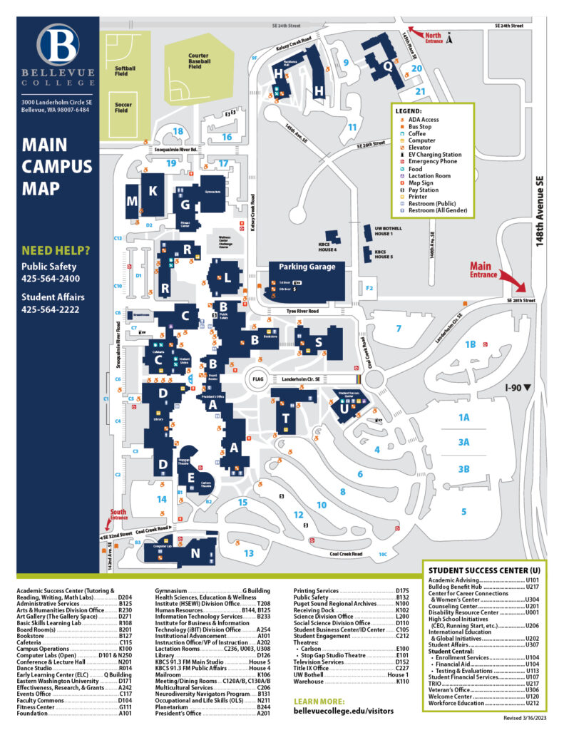 Bellevue College main campus map