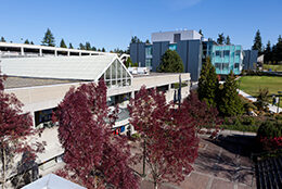 A view of BC's B Building and surrounding campus.