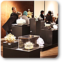 Patrons browse an exhibit in the Gallery Space