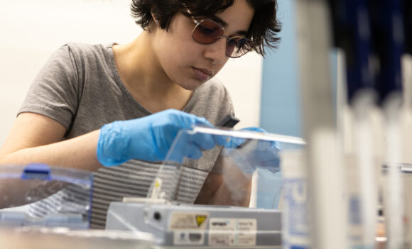 A student working in a lab