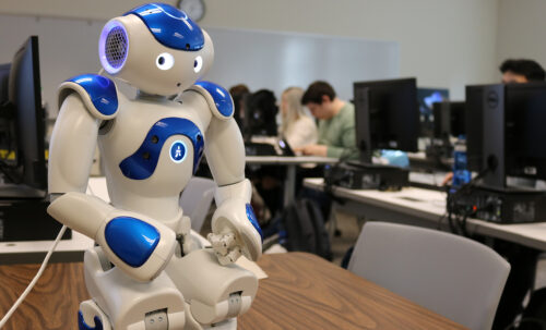 A robot in a classroom