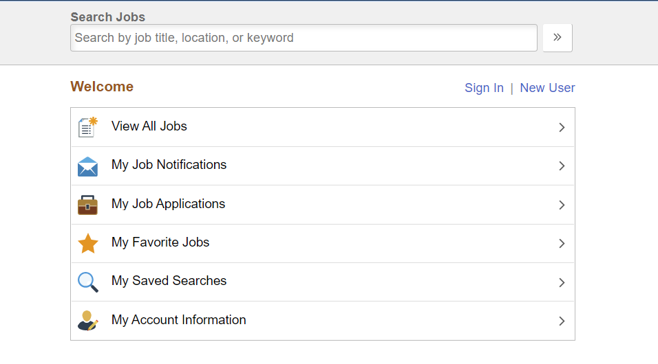 Search jobs screen