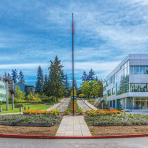 BC's campus, with beautiful landscaping.