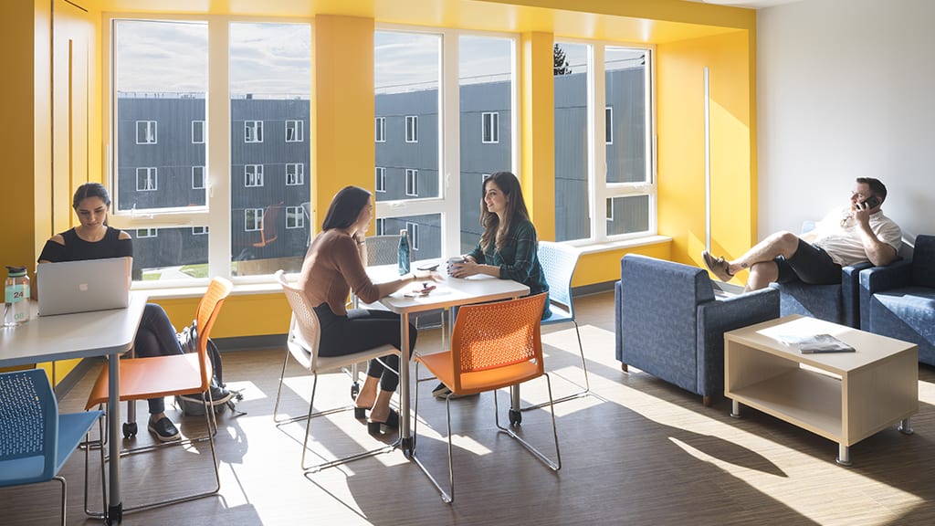 Study lounge with courtyard view