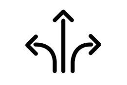 Icon showing three diverging arrows