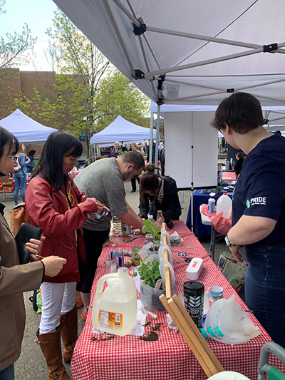 Food is served at an Earth Week event.