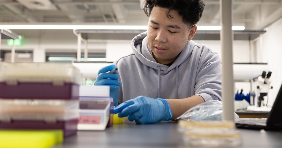 A student working in a lab