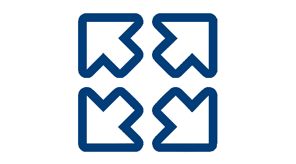 Four arrows push out in different directions from the center, signifying outward expansion.