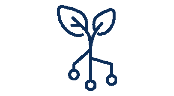 An icon that depicts computer circuits growing and sprouting.