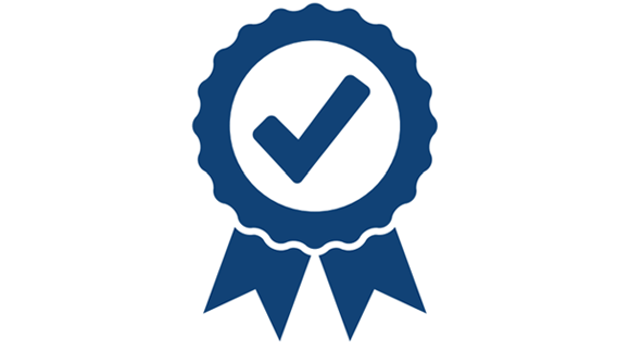 Icon of an award ribbon with a checkmark.