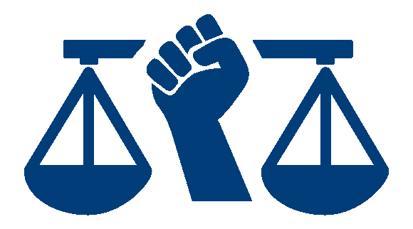 Icon shows a hand raising balanced scales, symbolizing social justice.