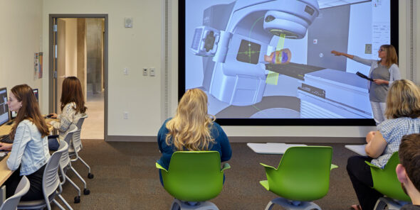 Radiation Therapy professor Linda Schinman teaches a class at Bellevue College.