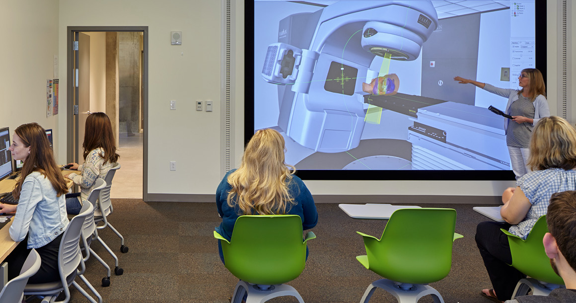 Radiation Therapy professor Linda Schinman teaches a class at Bellevue College.