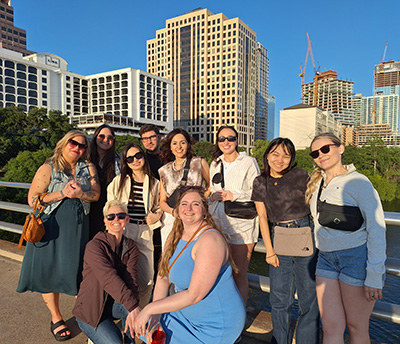 A group of people in Austin, Texas for the DECA national championship competition.