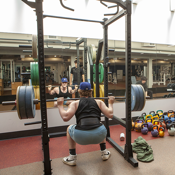 A student works out in BC's Fitness Center.