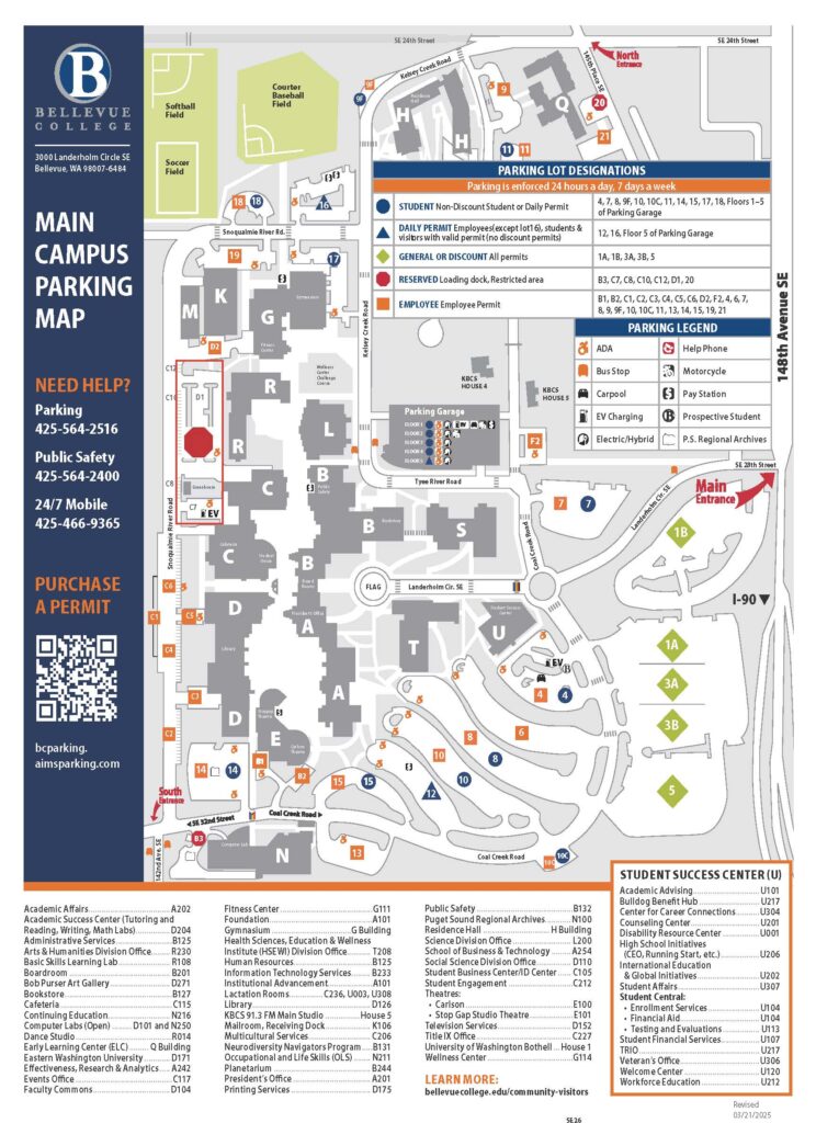 Map of parking lots updated for construction beginning April, 2025