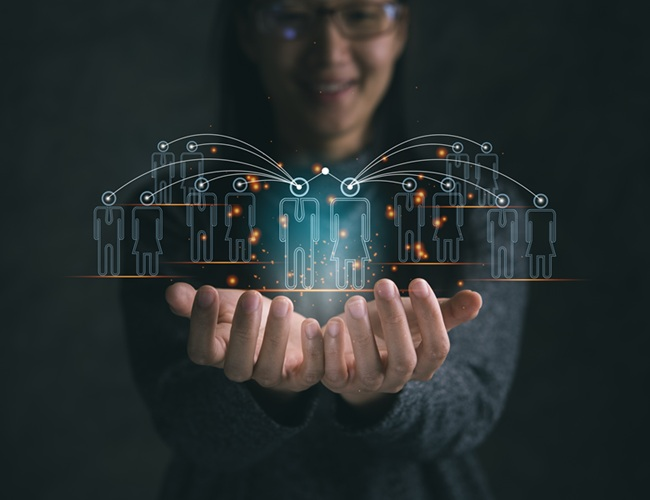 Photo illustration showing connections between people