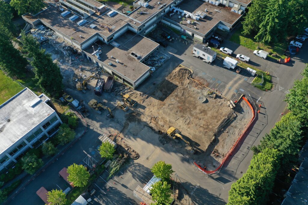 Aerial shot of construction.