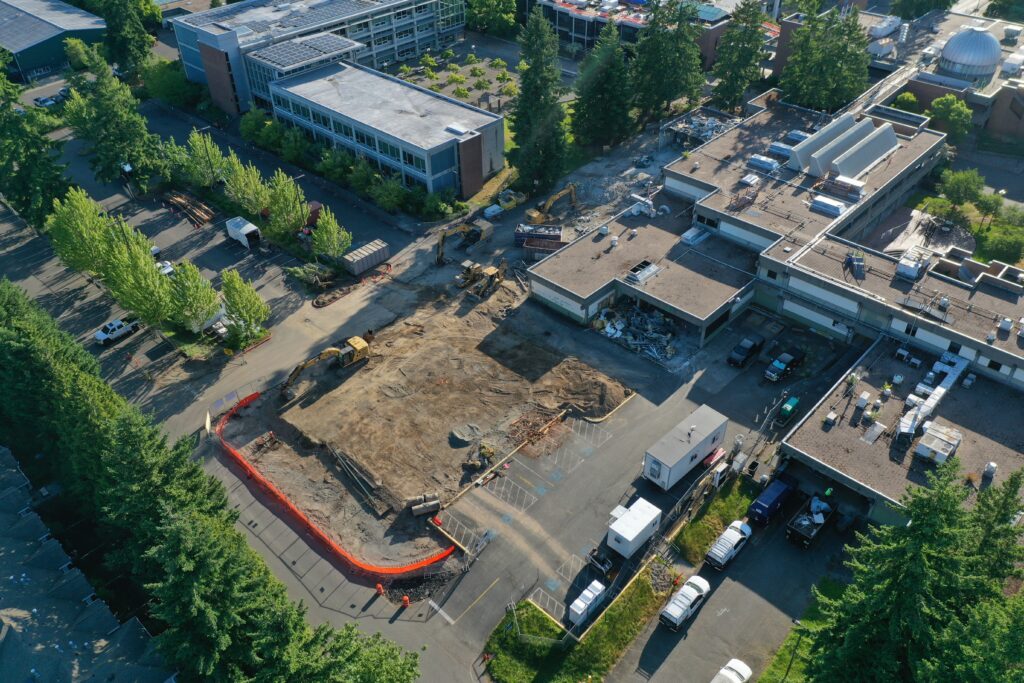 Aerial shot of construction.