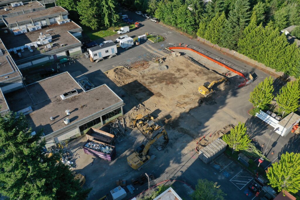 Aerial shot of construction.
