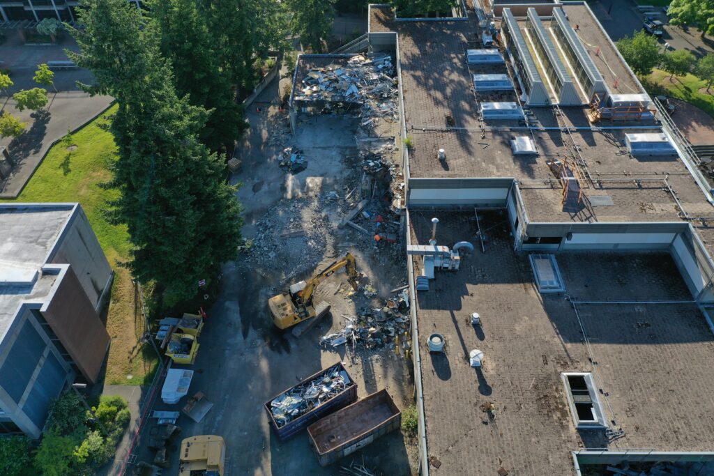 Aerial shot of construction.