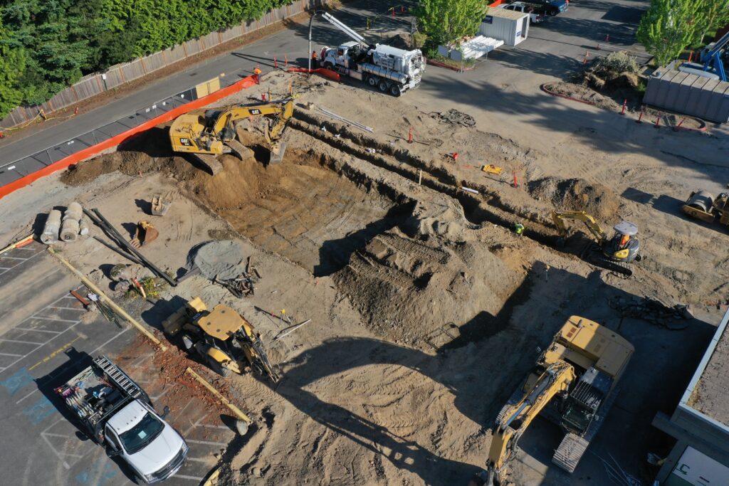 Aerial shot of construction.