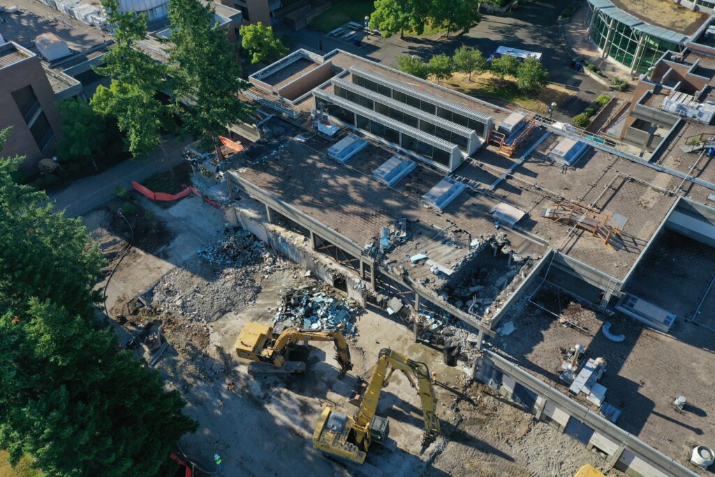 Aerial shot of construction.