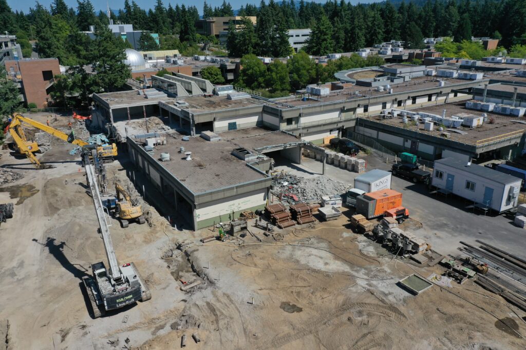 Aerial shot of construction.