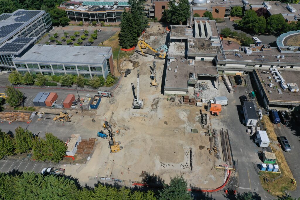 Aerial shot of construction.