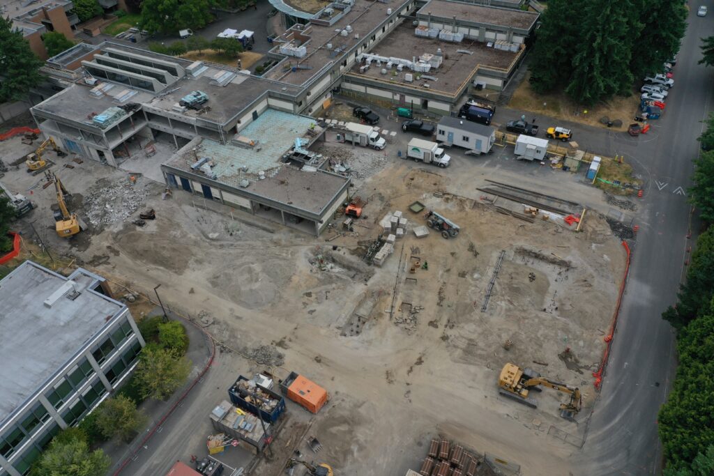 Aerial shot of construction.