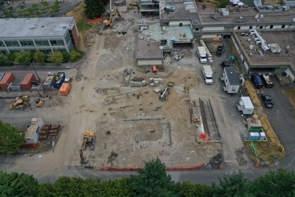 Aerial shot of construction.