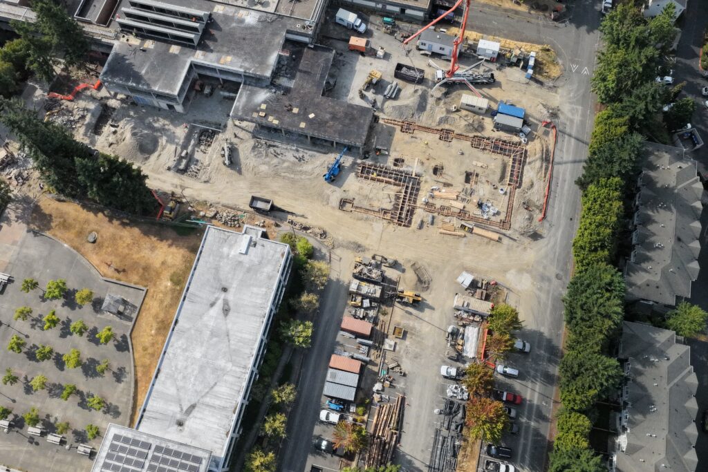 Aerial shot of construction.