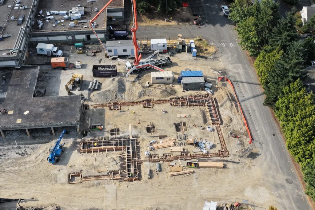 Aerial shot of construction.