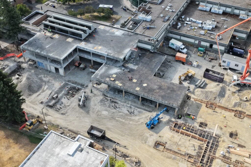 Aerial shot of construction.