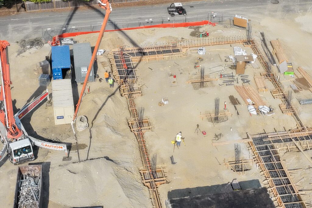 Aerial shot of construction.