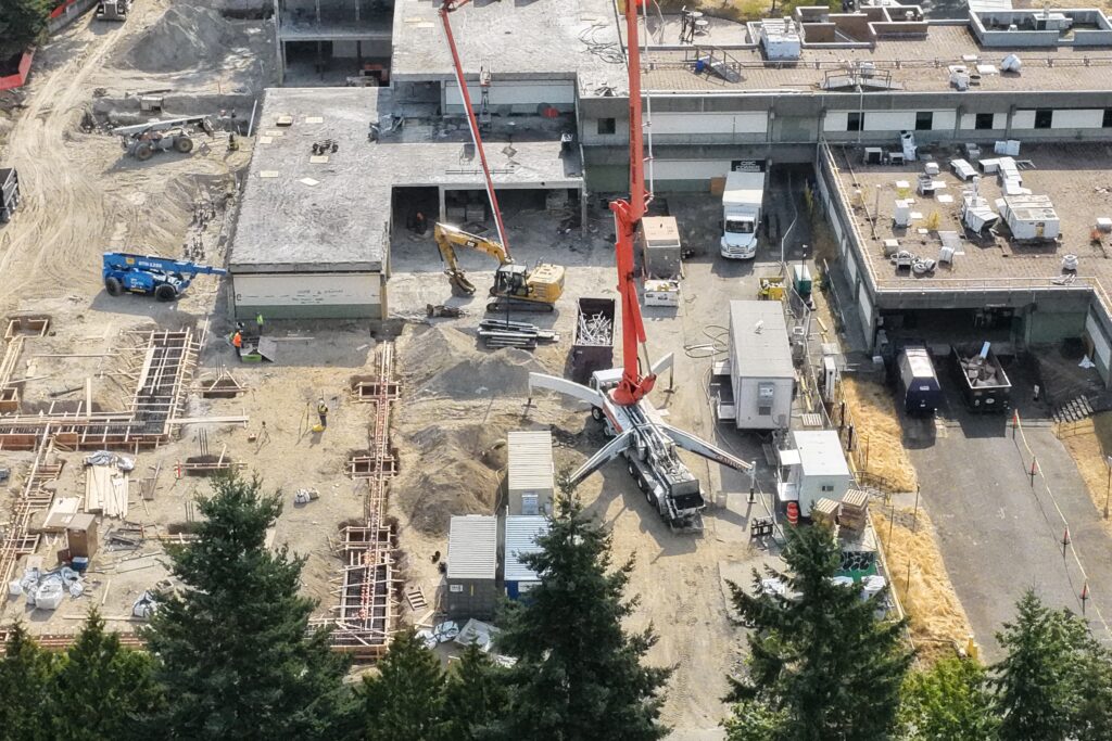 Aerial shot of construction.