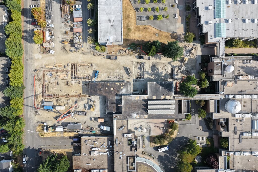 Aerial shot of construction.