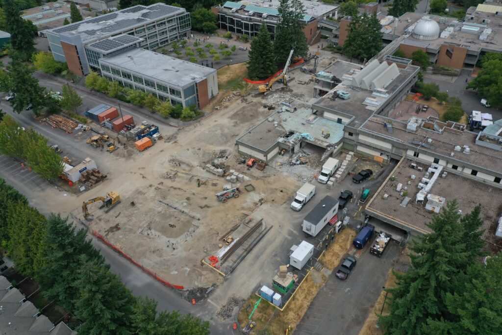 Aerial shot of construction.