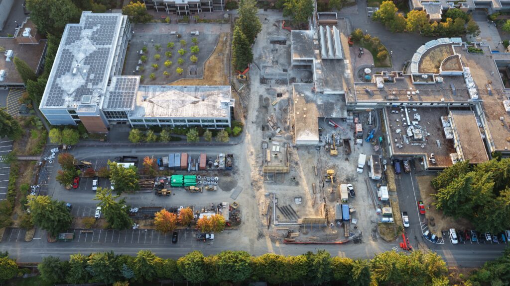 Aerial shot of construction.