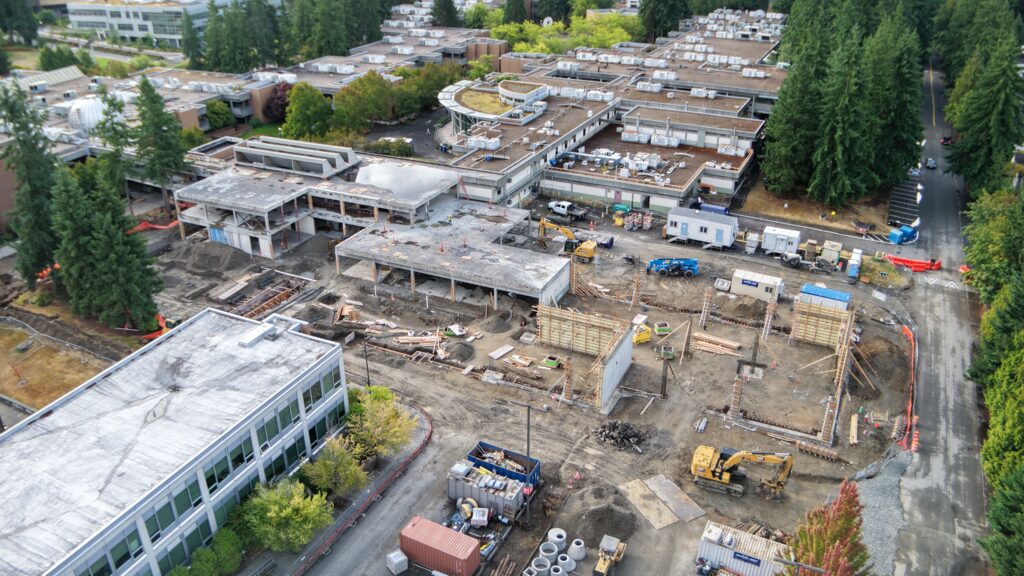 Aerial shot of construction.