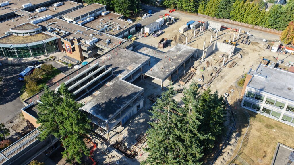 Aerial shot of construction.