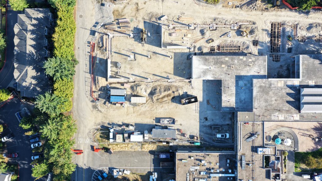 Aerial shot of construction.