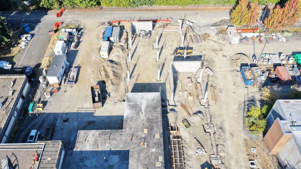Aerial shot of construction.
