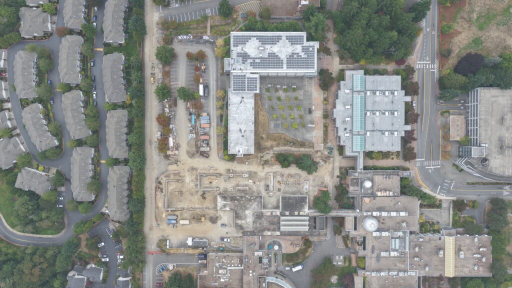 Aerial shot of construction.
